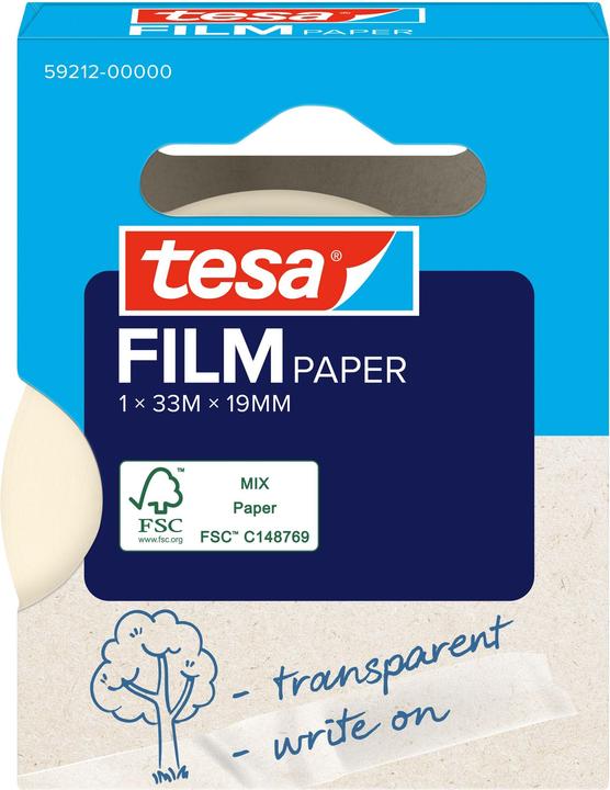 Produktbild tesa tesafilm Papier Klebeband 33m 19mm 1 Rolle Faltschachtel (19 mm)