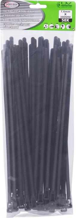 Immagine prodotto ProPlus Fascette staccabili 7,6 x 300 mm nere, fascette riutilizzabili 50 pezzi (300 mm, 50 pz.)