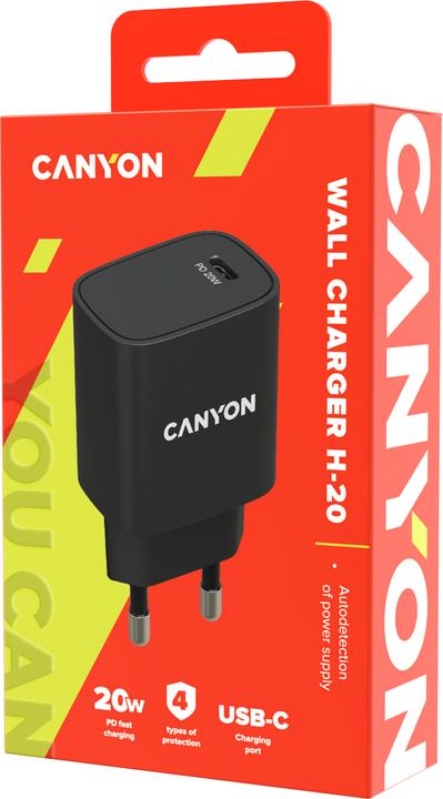 Actual product image Canyon Charger 1xUSB-C 20W Power Delivery black retail (20 W, 1 portion)