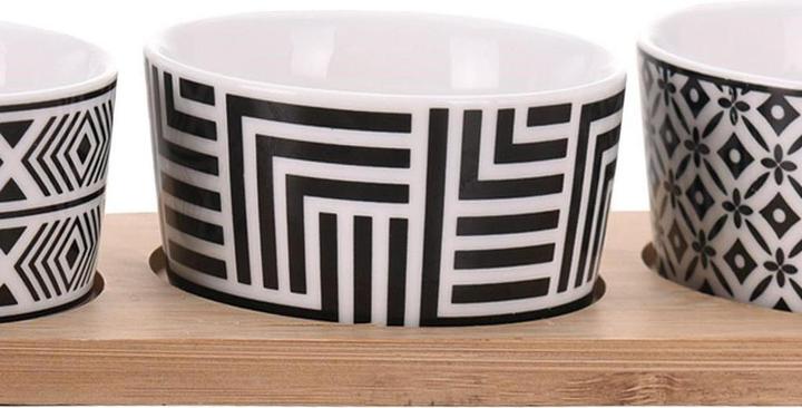Immagine prodotto Excellent Houseware Vassoio in bambù con 4 ciotole in ceramica
