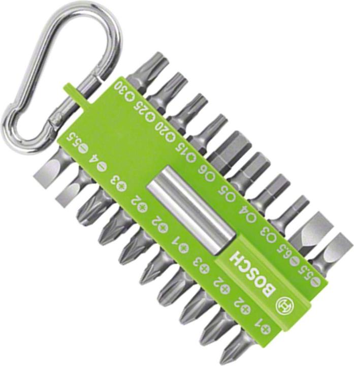 Actual product image Bosch Zubehör Bosch Schrauberbit-Set mit Snap-hook (hellgrün), 21-teilig (Hexagon socket TX M20, Hexagon socket TX M30, Hexagon socket TX M15, Hexagon socket TX M25, Cross Phillips PH M1, Cross Phillips PH M2, Cross Pozidriv PZ M1, Cross Pozidriv PZ M2, Cross Phillips PH M3, Cross Pozidriv PZ M3)