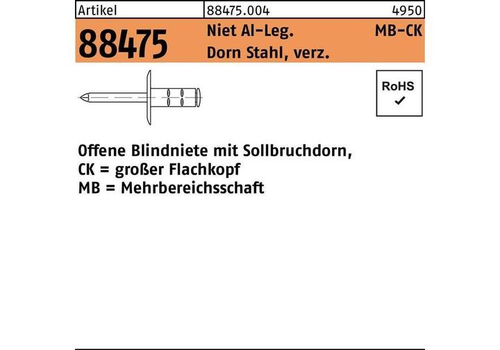 Produktbild Gesipa Polygrip Blindniet 4,8x17 Al/St Grosskopf KS 6,5-13,0mm (Pack mit 250 St)