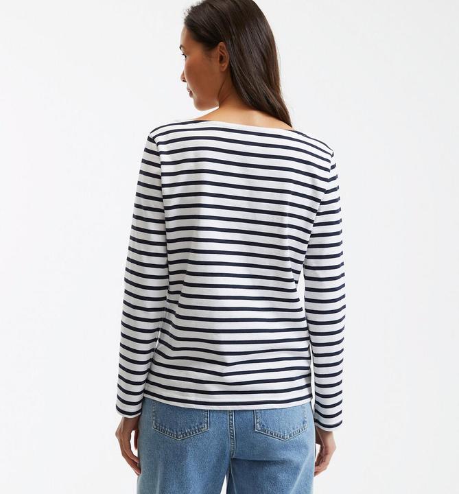 Actual product image La Redoute Collections Long-sleeved shirt with boat neckline and striped pattern (S)