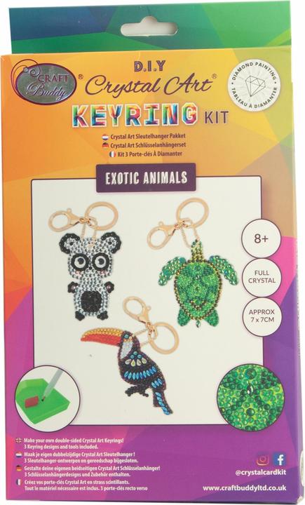 Actual product image Craft Buddy Exotic Animals, Crystal Art Keyring Kit