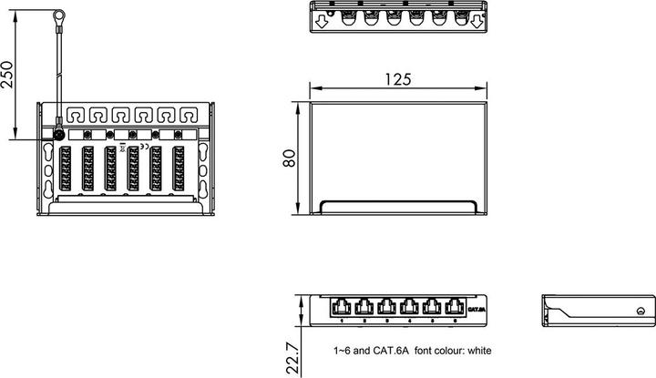 Nutritional values and ingredients Roline Mini patch panel 6x RJ45 shielded Cat.6A/Cl.EA, 0.5U