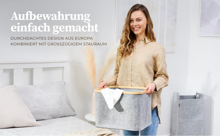 Immagine prodotto Hennez Wäschekorb Adrian 60 l, Nature/Schwarz (60 l)