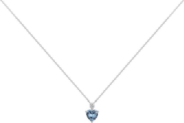 Griffe Rouge Silver Necklace - Zirconia - Synthetic Topaz - Heart (925 Silver, 42 cm)