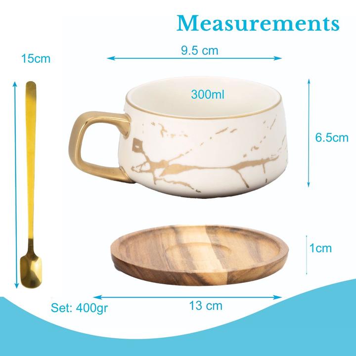 Produktbild Intirilife Teetasse mit Holz Untersetzer (200 ml, 2x)