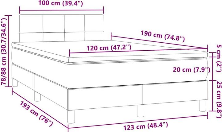 Produktbild vidaXL Boxspringbett (120 x 190 cm)