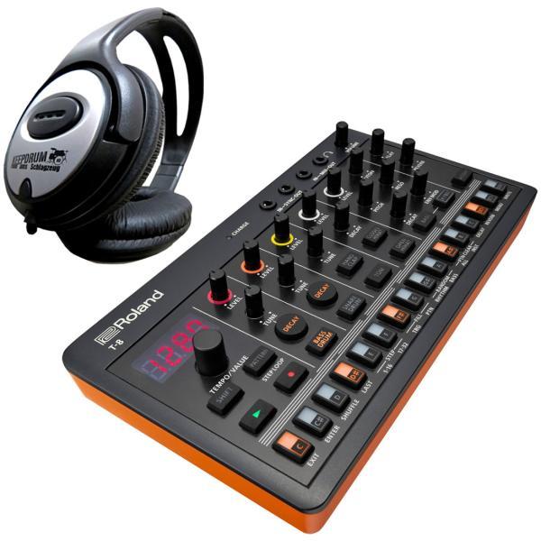 Roland Aira T-8 Beat Machine with headphones