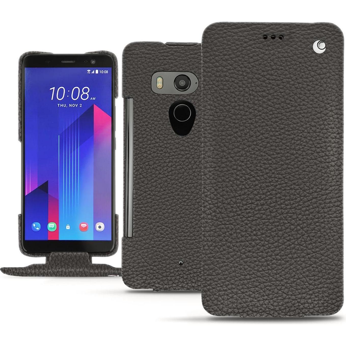 Noreve Lederschutzhülle vertikal (HTC U11+), Smartphone Hülle, Grau