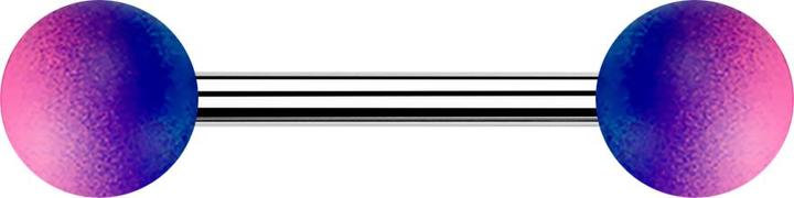 Produktbild Star Piercing Barbell silber mit zwei Kugeln Gummibeschichtet blau und pink (ohne Messing, Chirurgenstahl 316L)