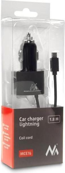 Produktbild Maclean Ładowarka 2x USB 5.2A + lightning spiralny 1.8m (MCE76)