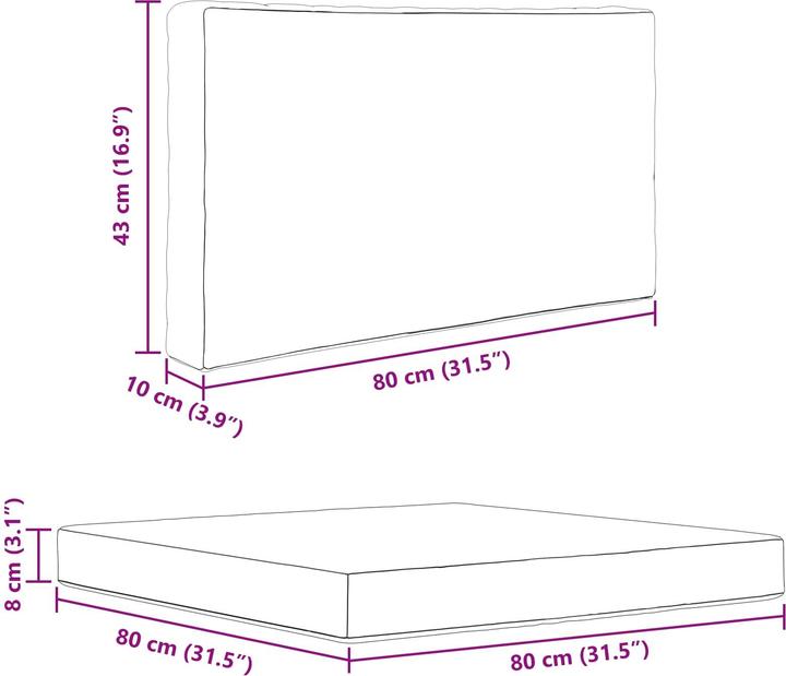 Produktbild vidaXL Sofakissen (80 x 80 cm)
