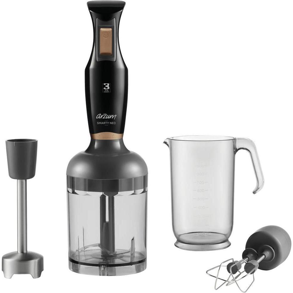 Arzum AR1108-S Stabmixer 900W mit Messbecher, mit Mixbecher Schwarz, Stabmixer, Schwarz