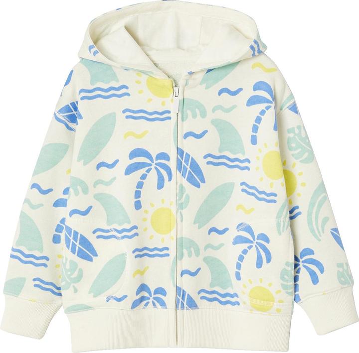 Actual product image Vertbaudet Boys' hooded sweat jacket with all-over surfer prints (86)