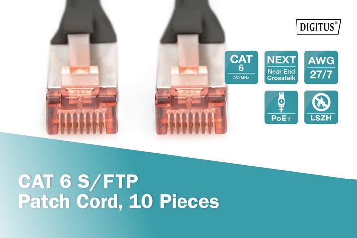 Produktbild Digitus CAT6 S-FTP Patchk.,0,5m, SW (S/FTP, CAT6, 0.50 m)