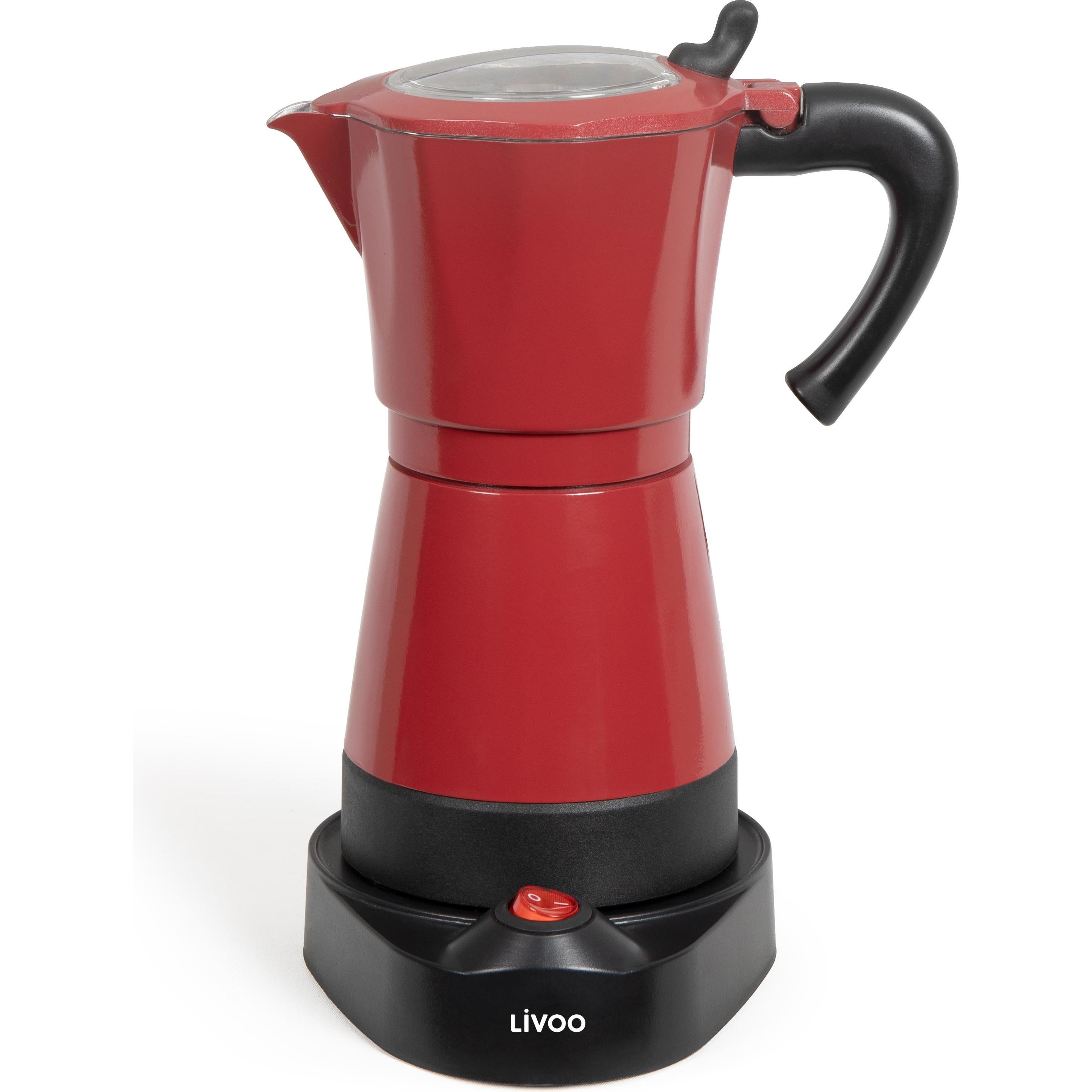 Livoo Elektrische Mokkakanne, Espressokocher, Rot
