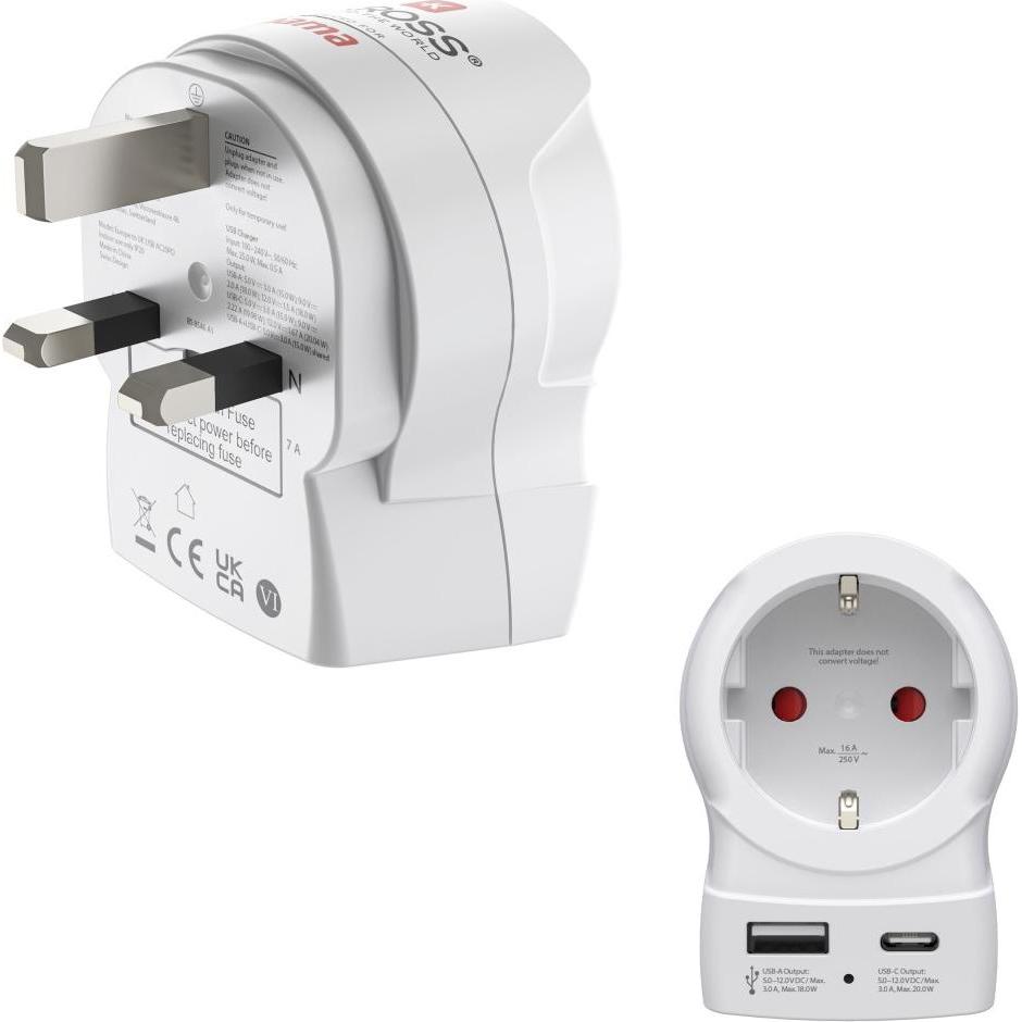 Hama, Adattatore da viaggio, Reiseadapter, EU to UK USB-C (PD), 20 W