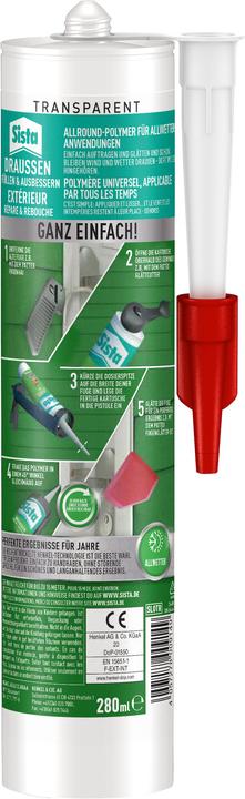 Produktbild Sista Draussen Füllen & Ausbessern transparent (0.34 kg, Transparent, 280 ml)