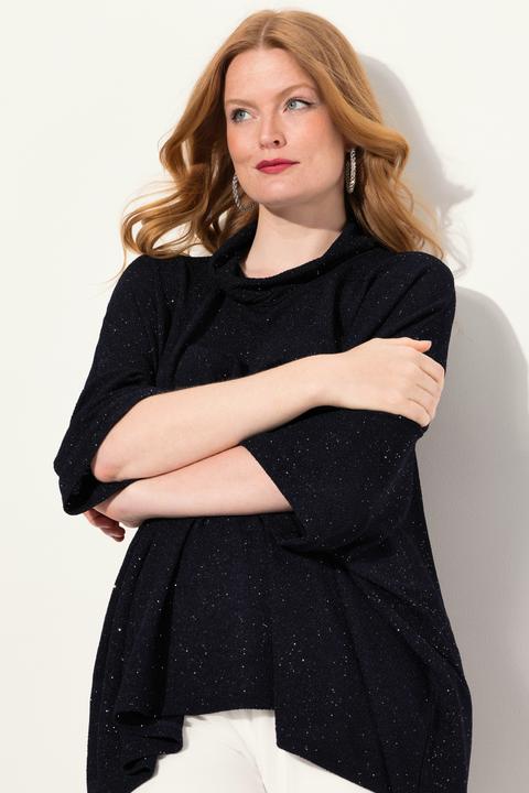 Actual product image Ulla Popken Sparkling Draped Collared Tee (50, 52, 54, 56)