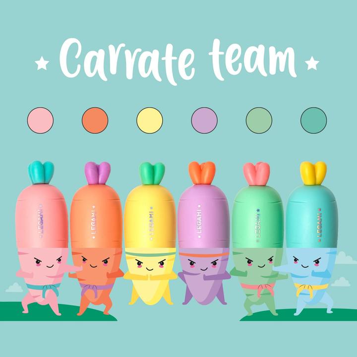 Actual product image Legami Carrot (Pastel colours in pink, Orange, Yellow, Violet, Green, Light blue, 6 x)