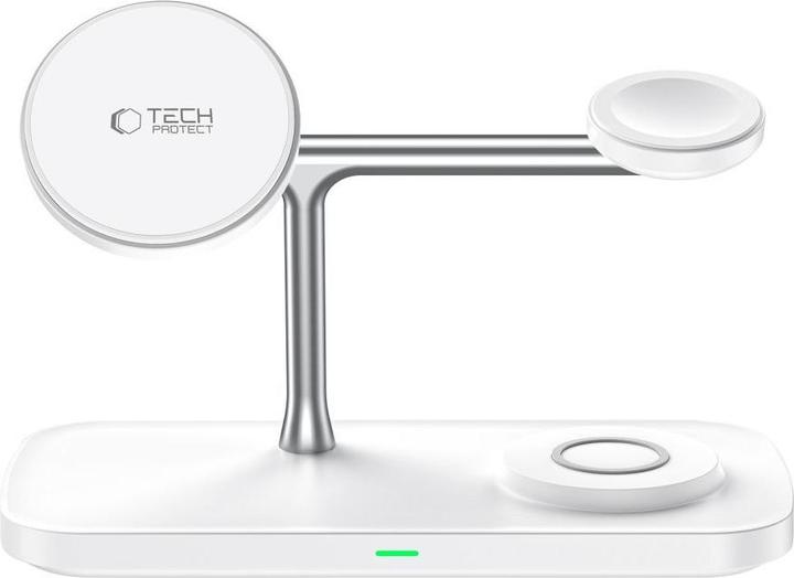 Productafbeelding Tech-Protect QI15W-A45 3in1 Wireless Charger with MagSafe for Apple Devices - White (15 W)