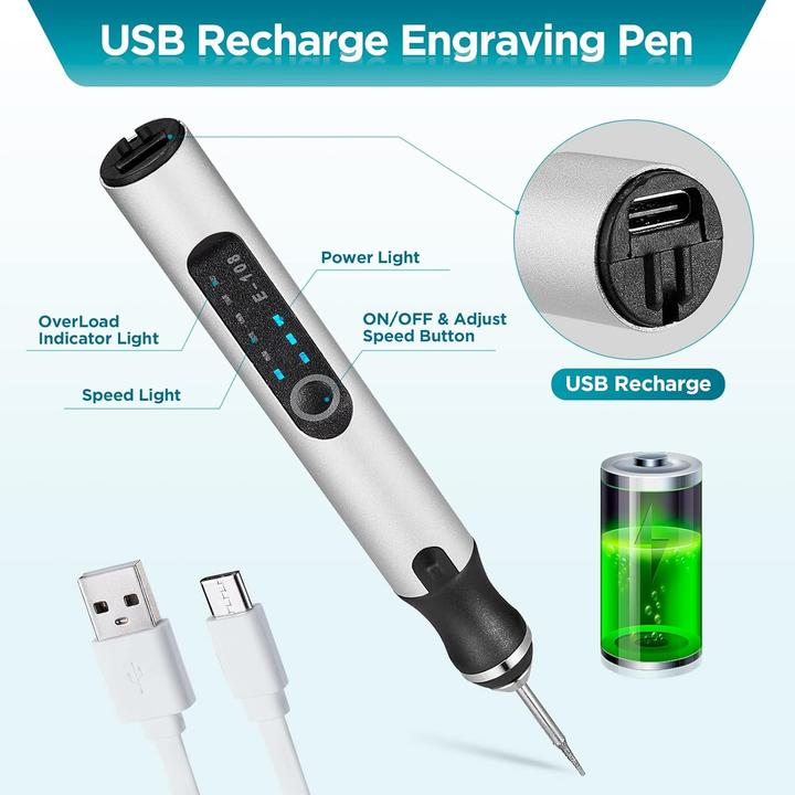 Produktbild Svilinek Elektrischer Gravierstift mit Bohrern, Gravur Schablonen & Trennscheiben