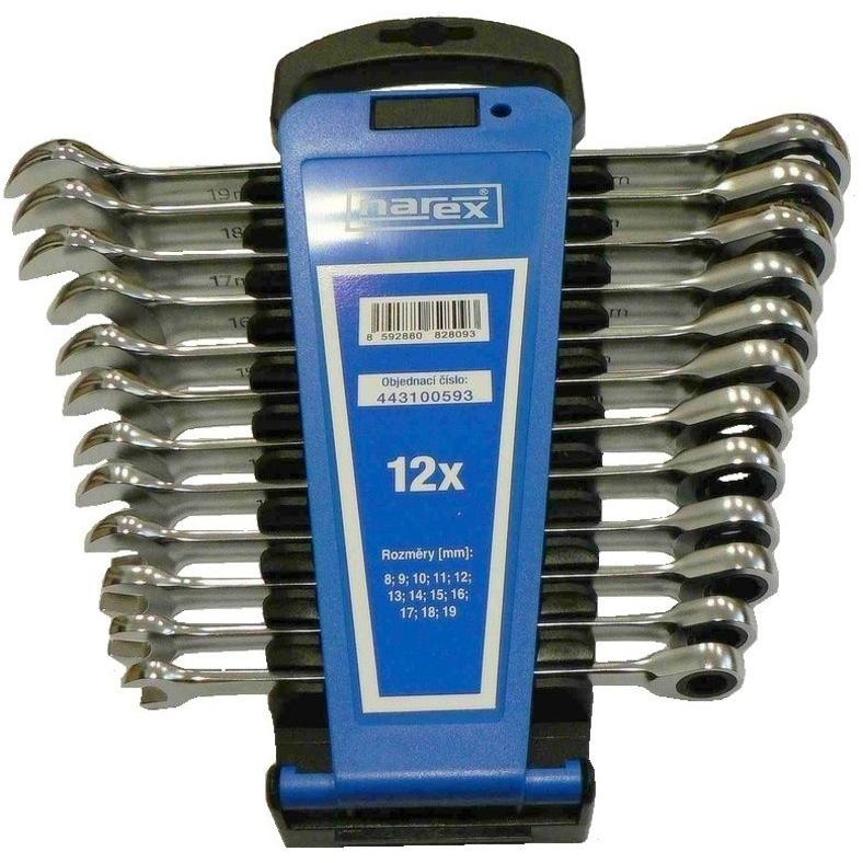 Narex, Schraubenschlüssel, Satz mit 12 Ratschenschlüsseln aus Kunststoff. Halter DIN3113, 443100593
