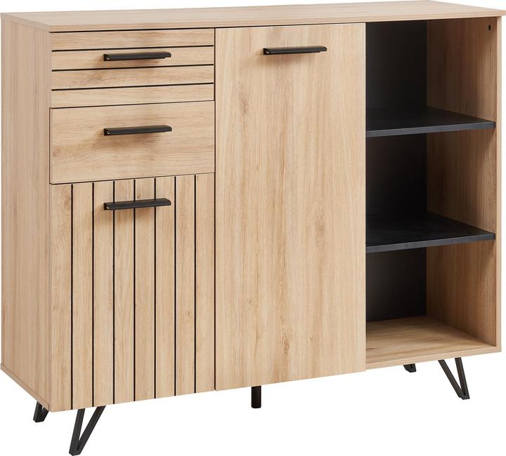 Image du produit En.Casa Sideboard Noppen 100x120x38 cm Eicheoptik (120 x 38 x 100 cm)