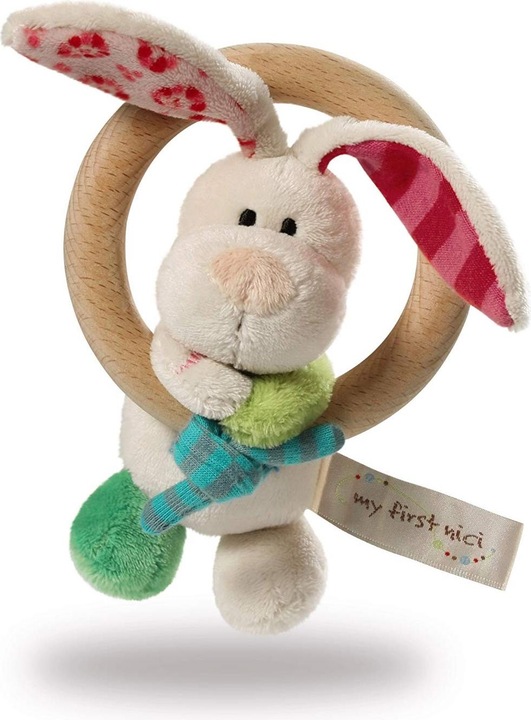 My First wooden clutch ring bunny Tilli with bell