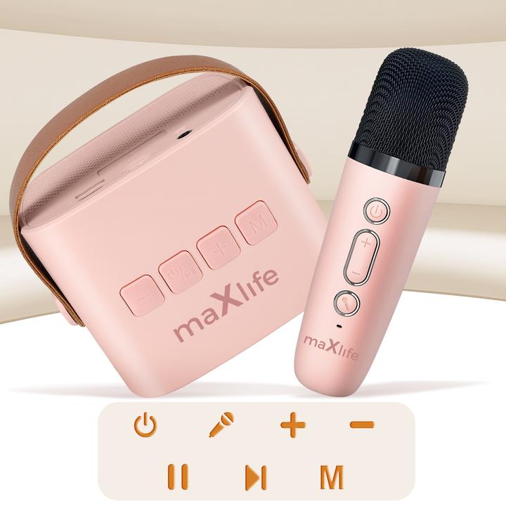 Image du produit Maxlife Enceinte karaoké Bluetooth MXKS-100 rose (5 h)