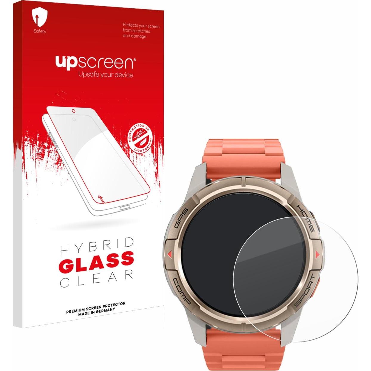 upscreen Schutzglas Schutzfolie Displayschutz Display Schutz Glas Folie klar, Smartwatch Schutzfolie, Transparent