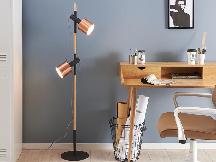 Produktbild Beliani Stehlampe Verstellbare Lampe mit schwarzem Holz OWENS (E27)
