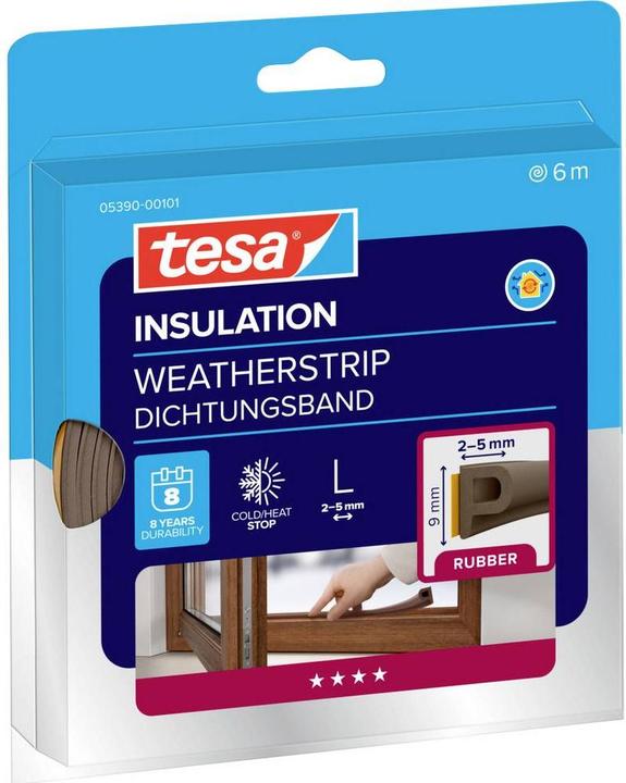 Produktbild tesa tesamoll CLASSIC P-Profil Fensterdichtung, Gummidichtung zum Isolieren