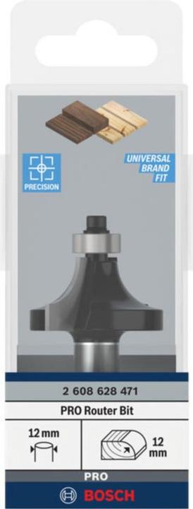 Produktbild Bosch Professional Zubehör Abrundfräser, 12 mm, R1 12 mm, L 19 mm, G 70 mm