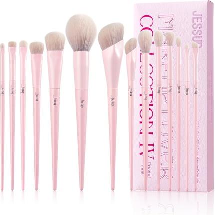 NoName JESSUP SET Comprehesive Collection estaw czternastu pędzli do makijażu twarzy T495 Crystal Pink (Foundation)