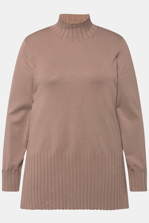 Produktbild Ulla Popken Pullover, gerippter Stehkragen, Langarm (42, 44)