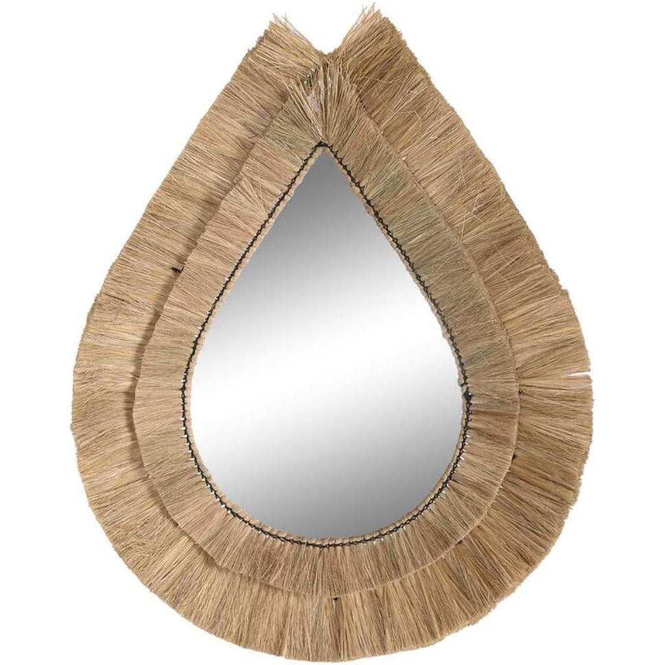 DKD Home Decor, Specchio, Wall mirror 62 x 5 x 80 cm Natural Teardrop Jute (62 x 80 cm)