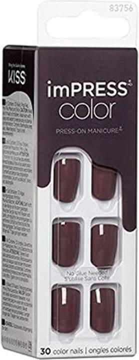 Immagine prodotto KISS Chiodi autoadesivi imPRESS Colore Prova Grigio 30 pezzi (Unghie artificiali, Prova con il grigio)