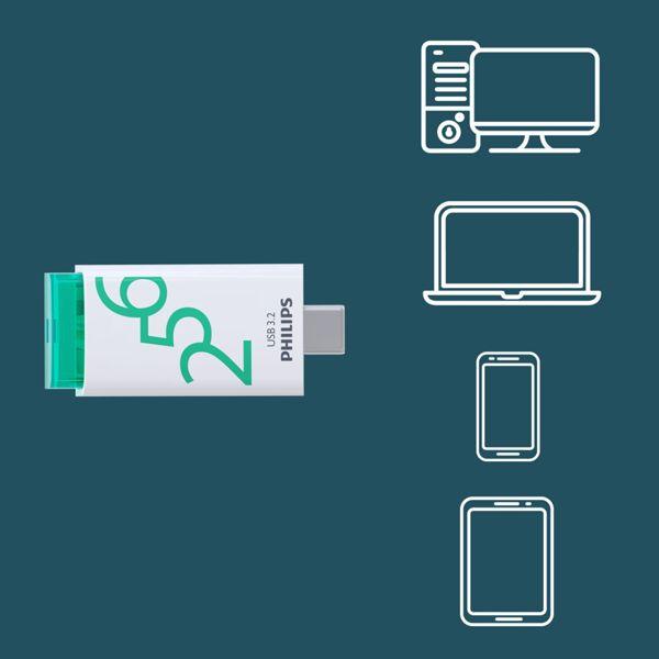Produktbild Philips USB 3.2 256GB Click Series Gen 1 USB-C (256 GB, USB-C)