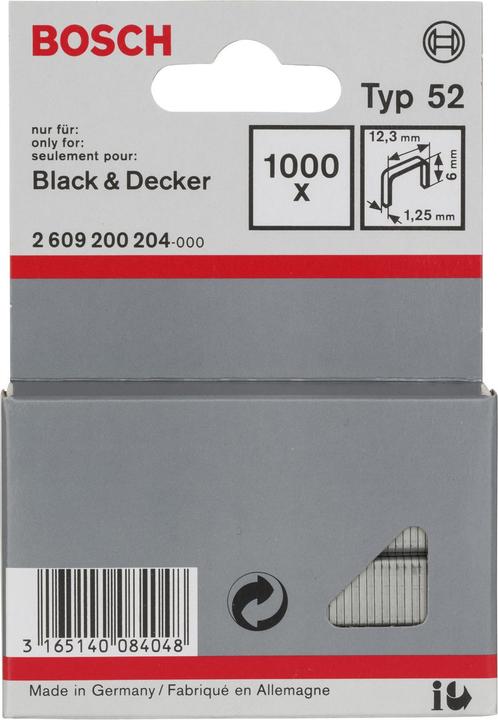 Produktbild Bosch Professional Zubehör Flachdrahtklammer Typ 52, 12,3 x 1,25 x 6 mm