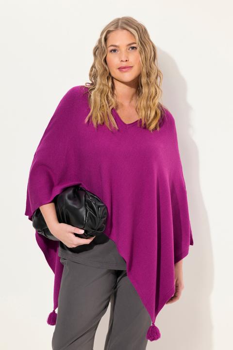 Actual product image Ulla Popken Knit Pointed Hem Poncho (58, 60, 62)
