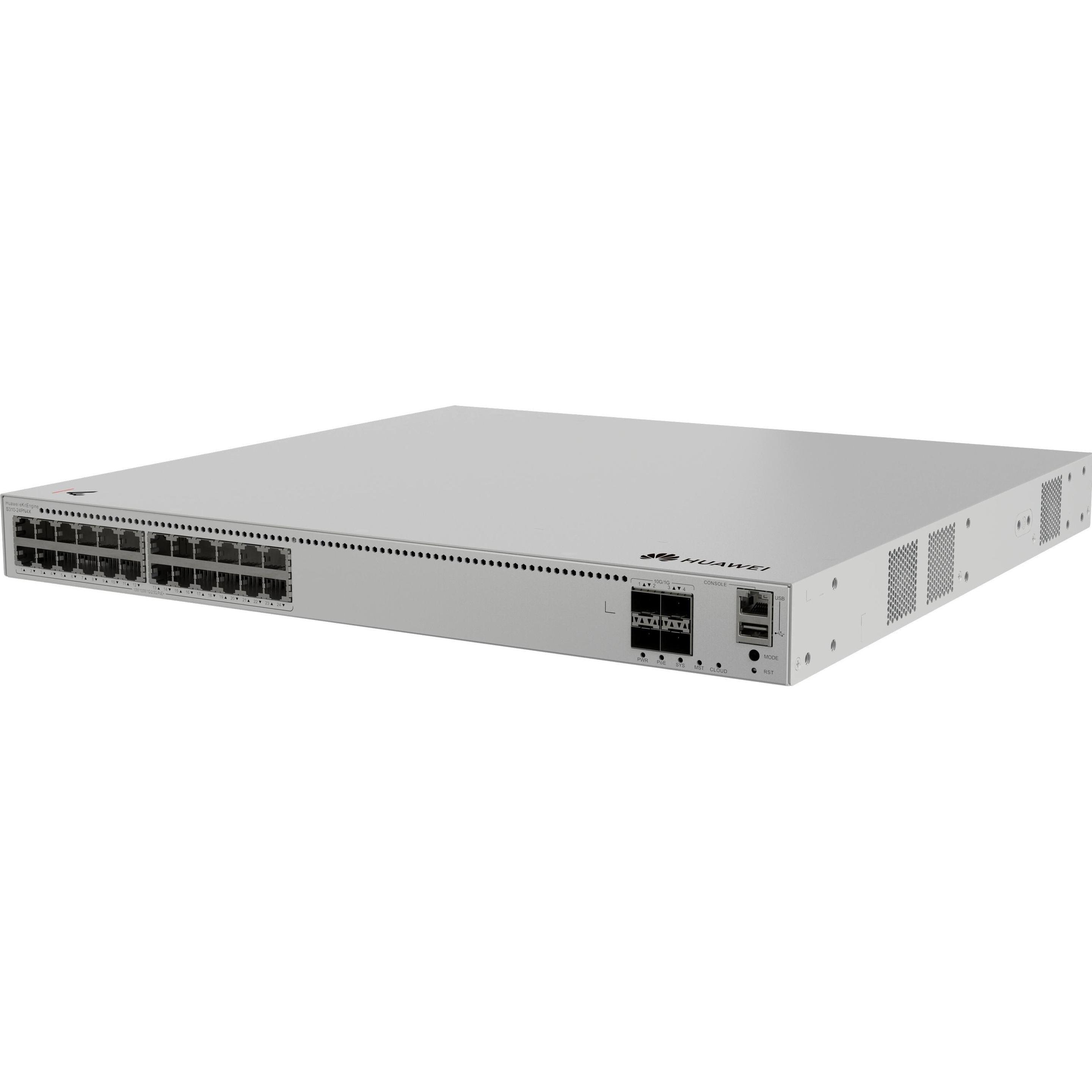 Huawei S310-24PN4X 24x10/100/1000/2.5GBASE-T ports 400W PoE+ 4x10GE SFP+ ports built-in AC power eKi