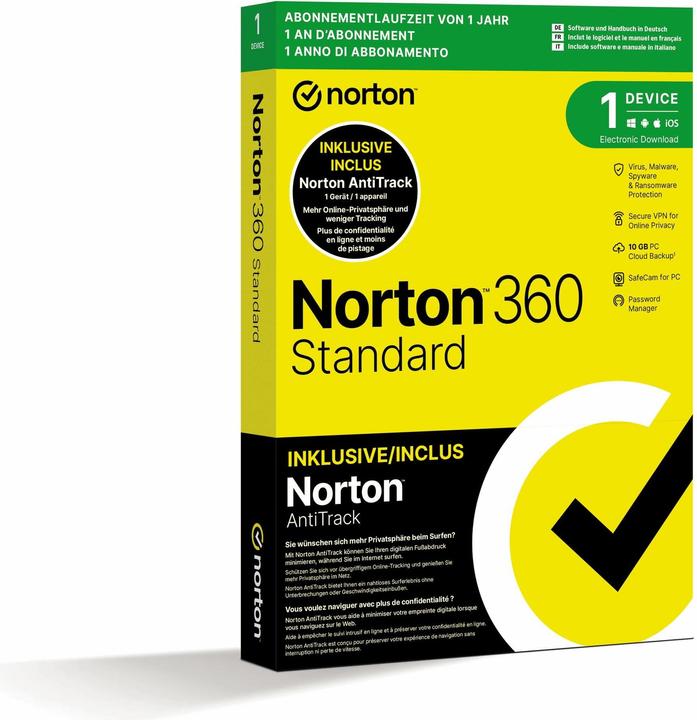 Norton 360 Standard + Bundle AntiTrack Box, 1 dev, 1 anno, 10GB Cloud