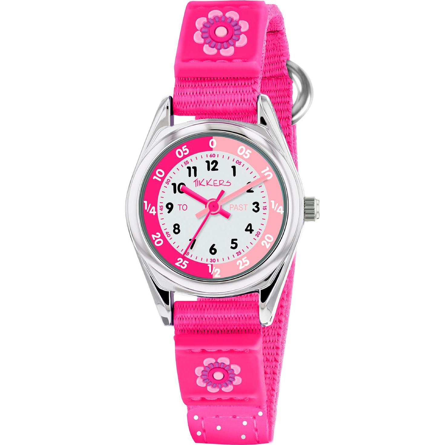 Tikkers, Armbanduhr, Velcro Time Teacher, Rosa, (Analoguhr, 26 mm)