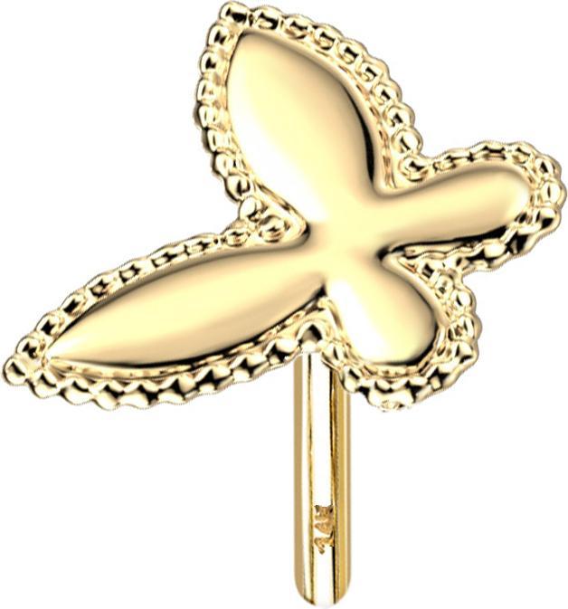 Produktbild Star Piercing Threadless 14k gold Schmetterling mit Kugelrand (ohne Messing, 14k Gold)