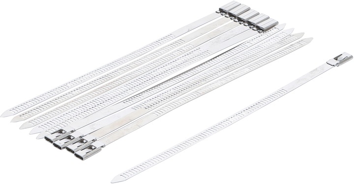 Produktbild BGS Kabelbinder-Sortiment Edelstahl rostfrei 7,0 x 200 mm 10-tlg. (Metallkabelbinder, 200 mm, 10 Stk.)