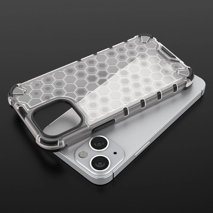 Produktbild Hurtel Honeycomb Case armor cover with TPU Bumper for iPhone 13 mini transparent (Apple iPhone 13 mini)