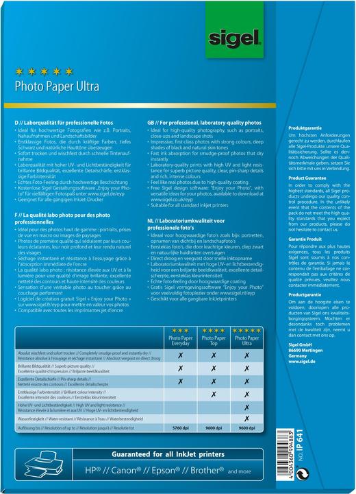 Actual product image Sigel Inkjet Ultra (260 g/m², A4, 50 pcs.)